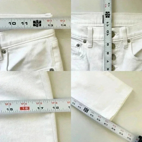 Gap High  Rise Slim Straight Leg Cigarette Jeans Button Fly White Denim Size 26 - Picture 12 of 14